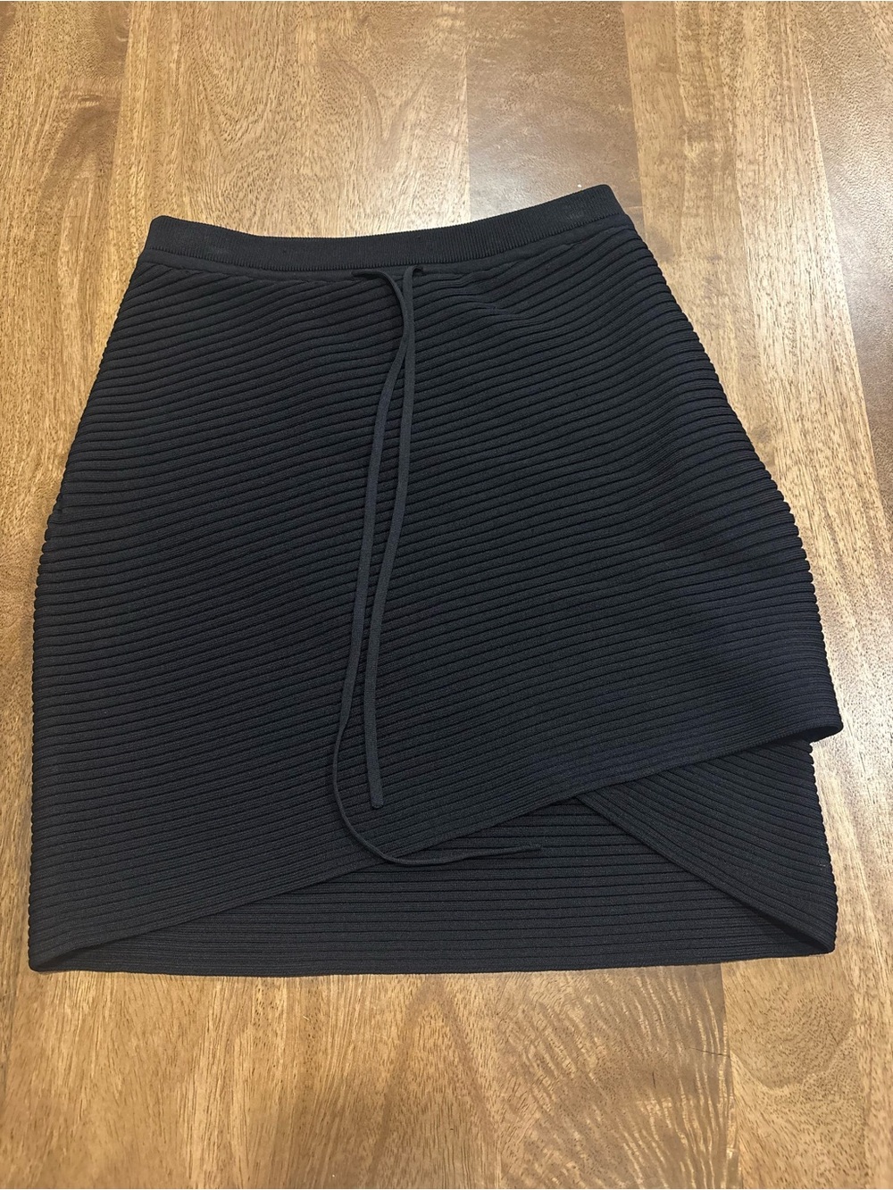 Jonathan Simkhai Black Ribbed Wrap-Front Mini Skirt
